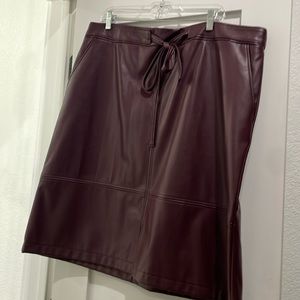 A-line faux leather skirt